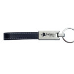 Metal Keychain with black leatherette